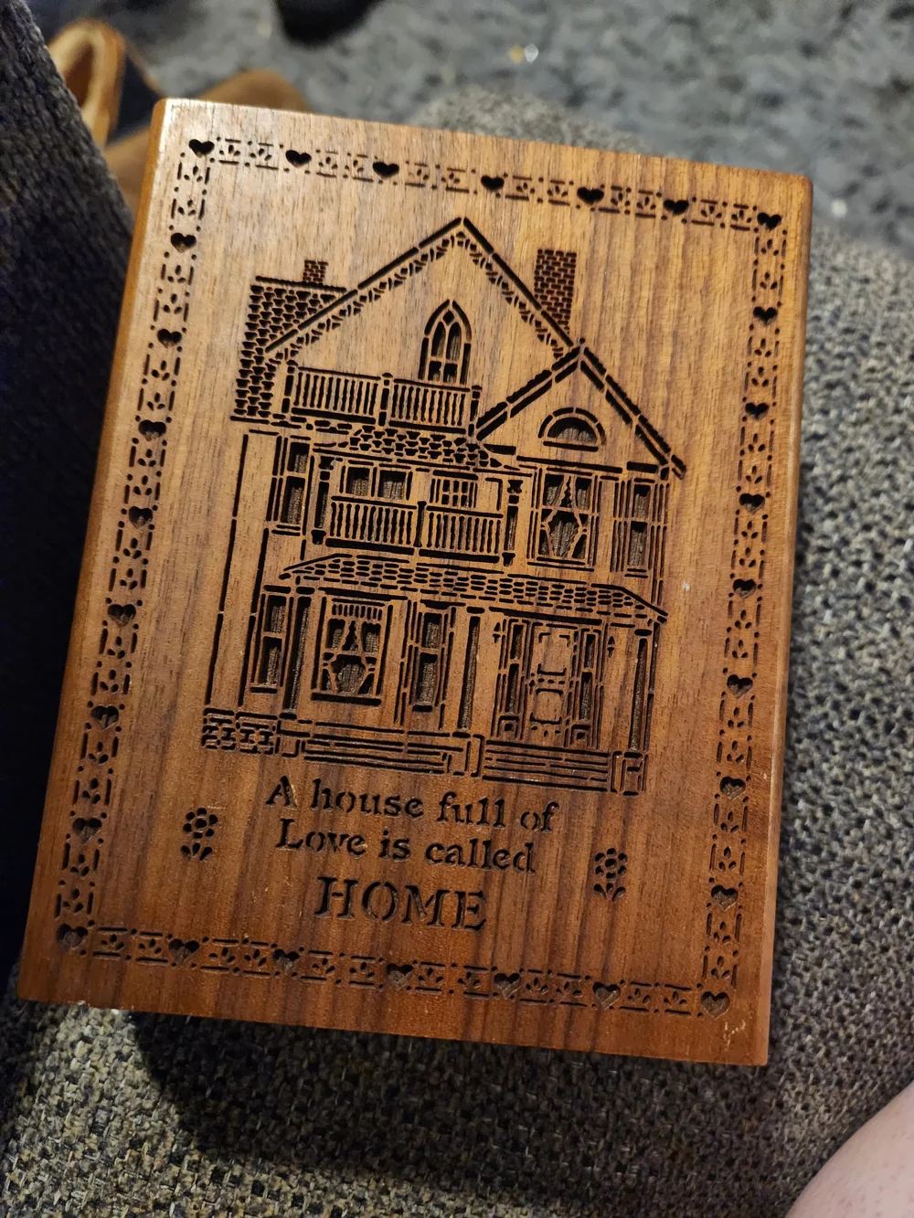 Engraved Wooden Home Plaque - 'A House Full of Love'